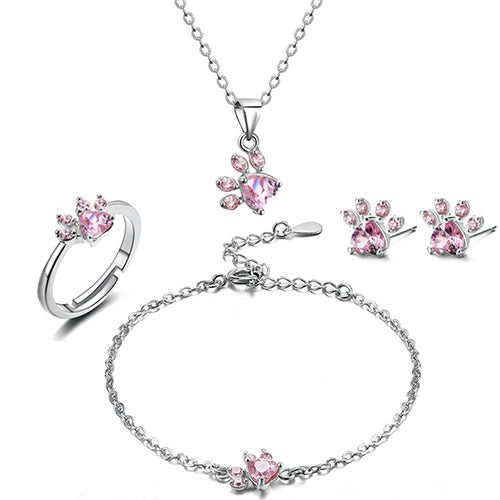 Pawprints of the Heart Zirconia Jewelry Set
