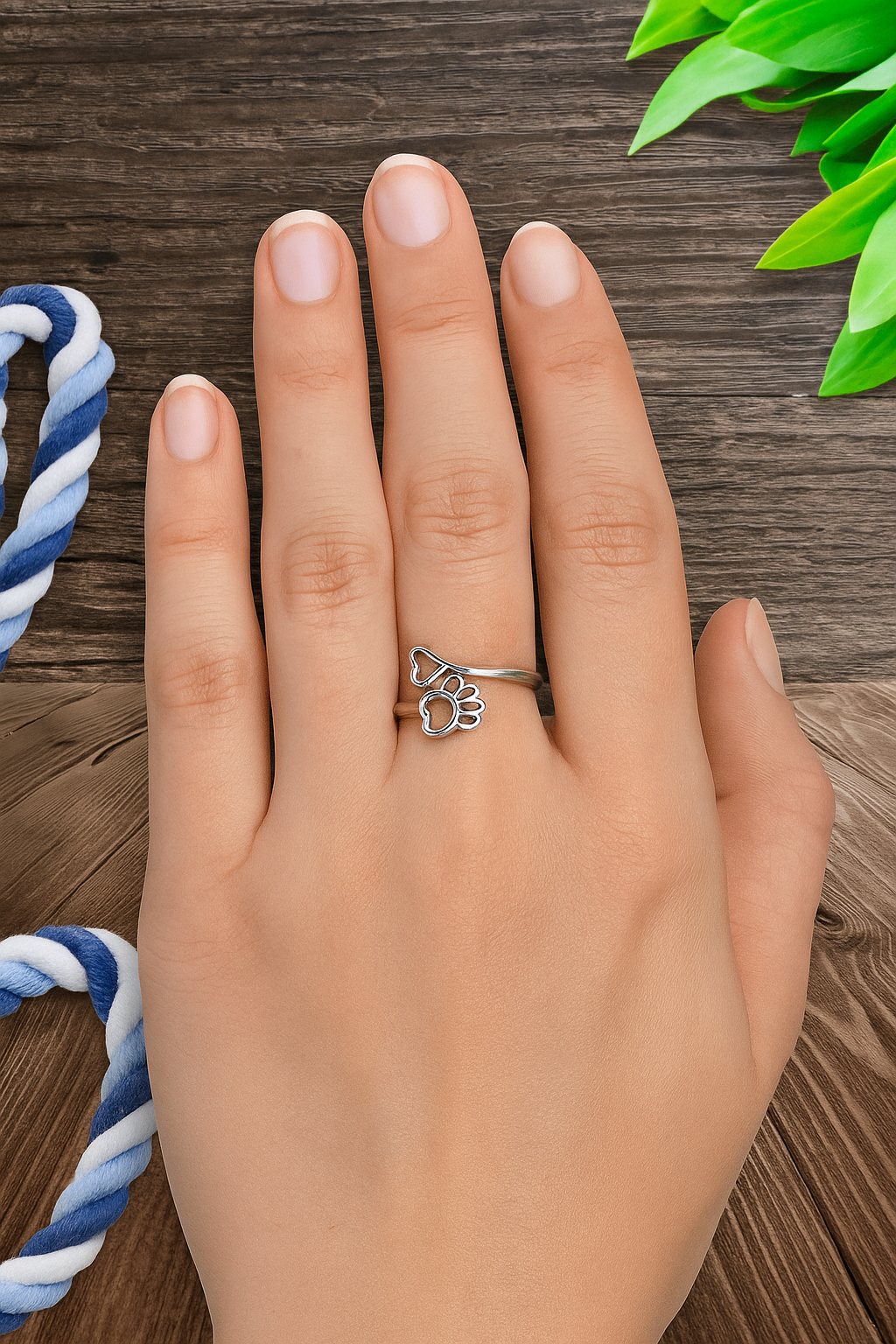 Adjustable Paw & Heart Ring