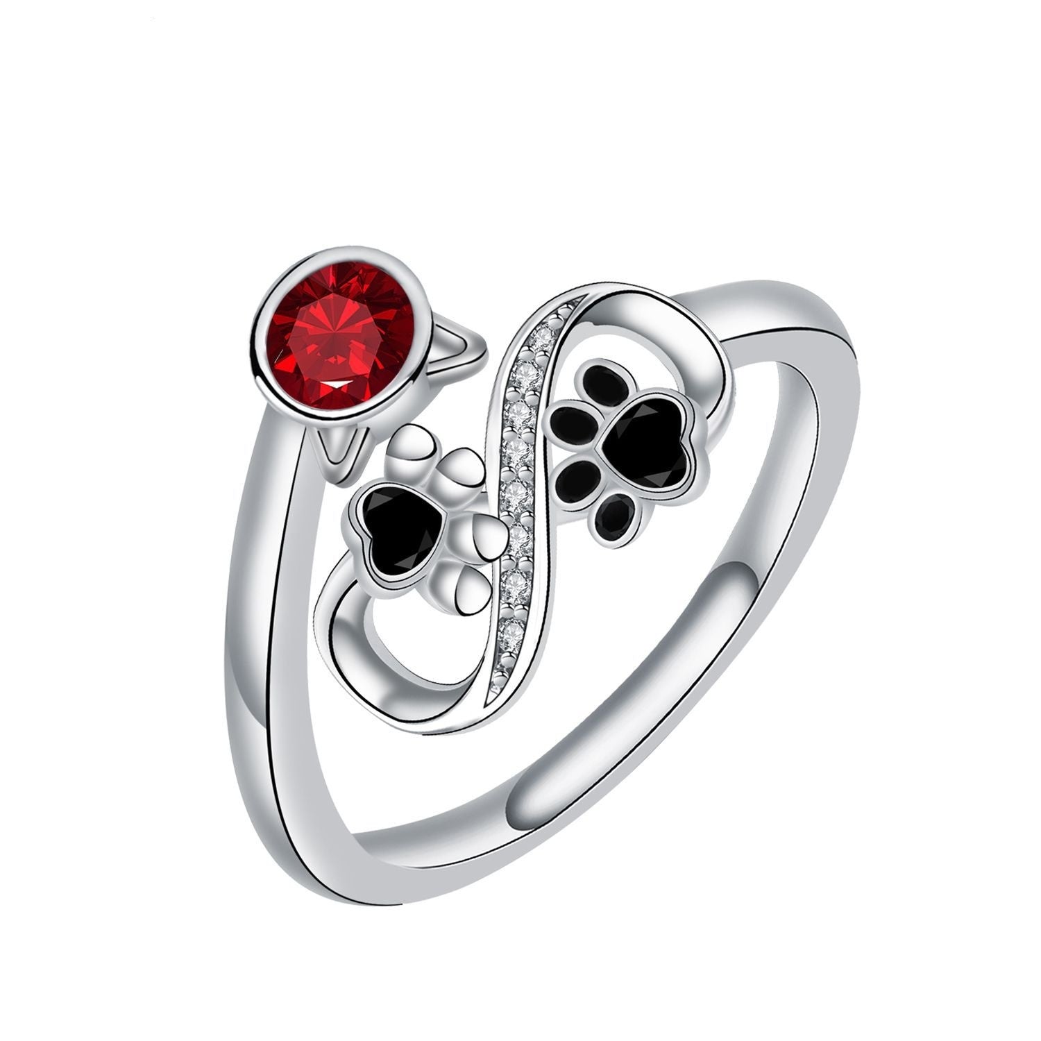 Crimson Gemstone Paw Ring
