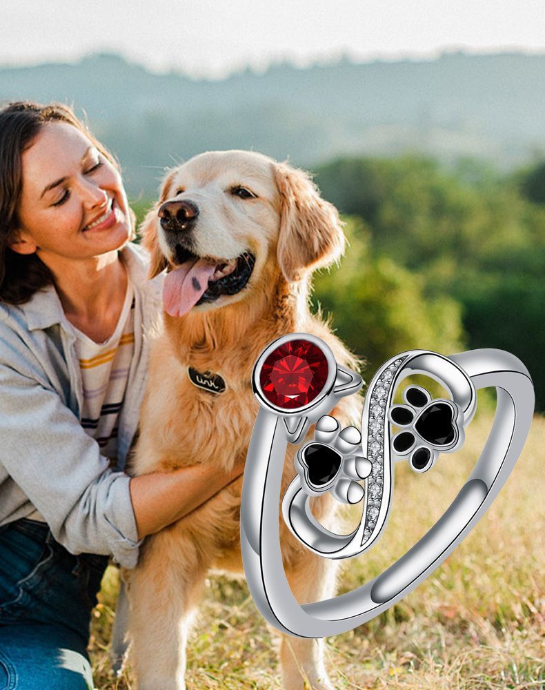 Crimson Gemstone Paw Ring