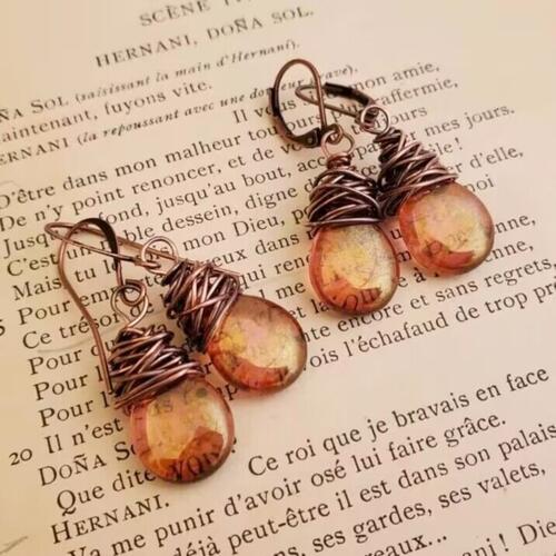 Hand-Wrapped Teardrop Earrings