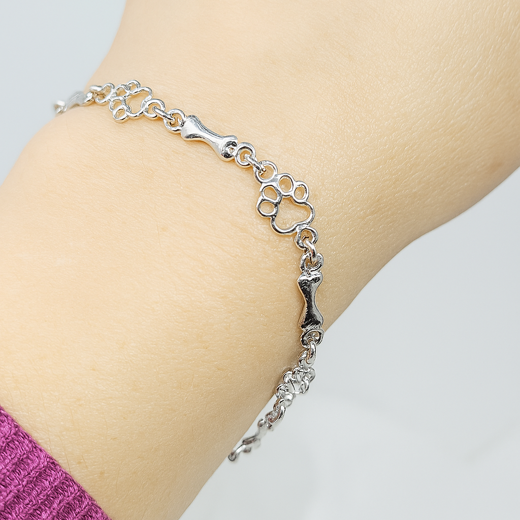 Dog Paw and Bone Charms Bracelet