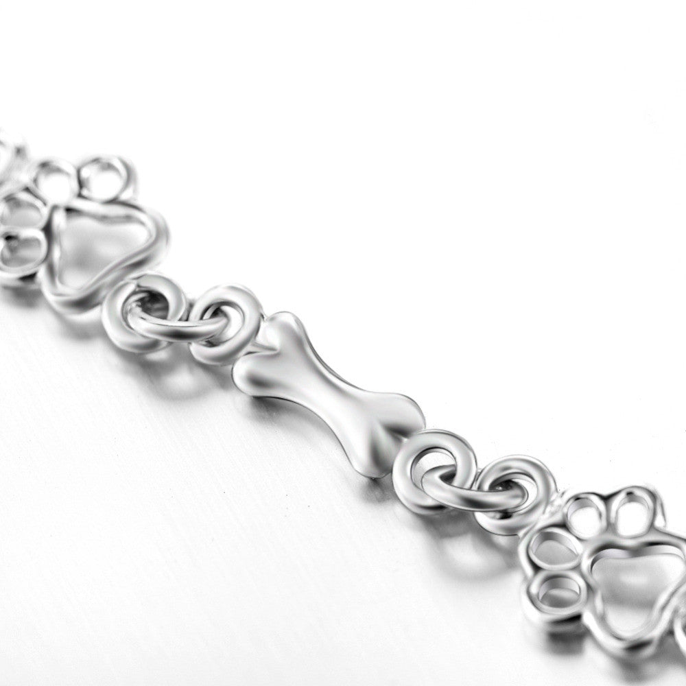 Dog Paw and Bone Charms Bracelet