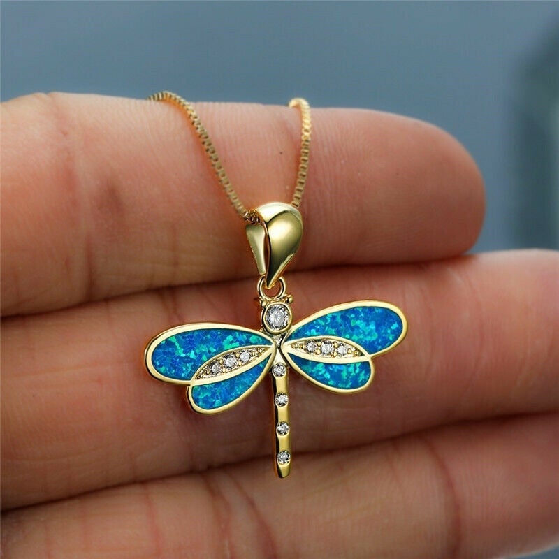 Opal Wing Dragonfly Paw Necklace