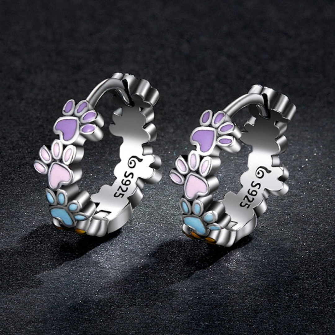 Whimsical Paw Hoop Earrings