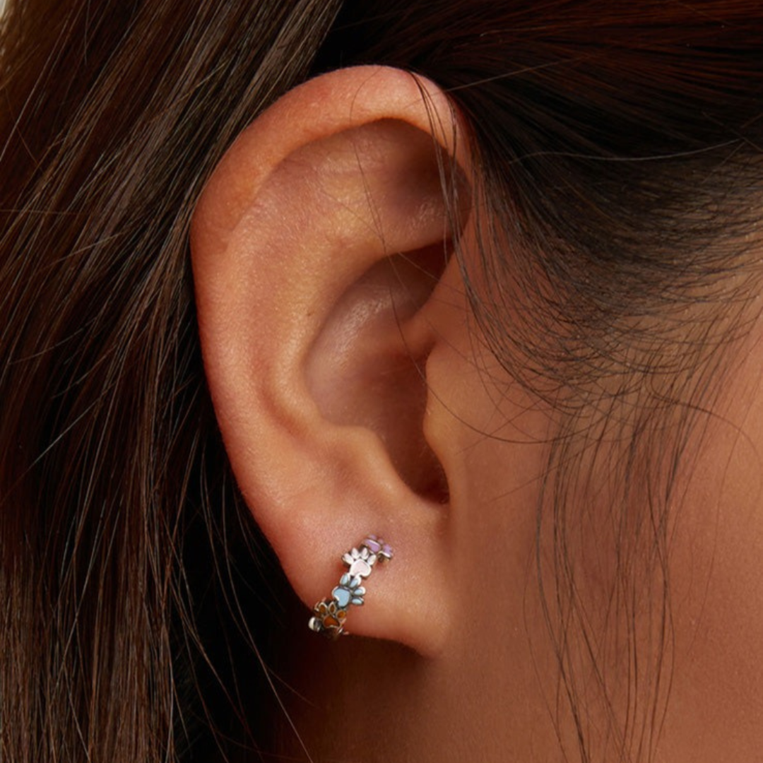 Whimsical Paw Hoop Earrings