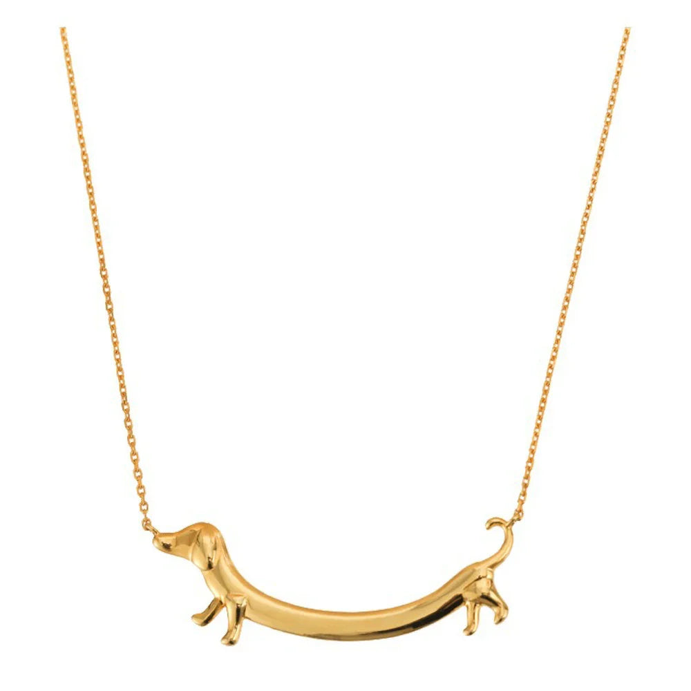 Golden Sausage dog Paw Necklace