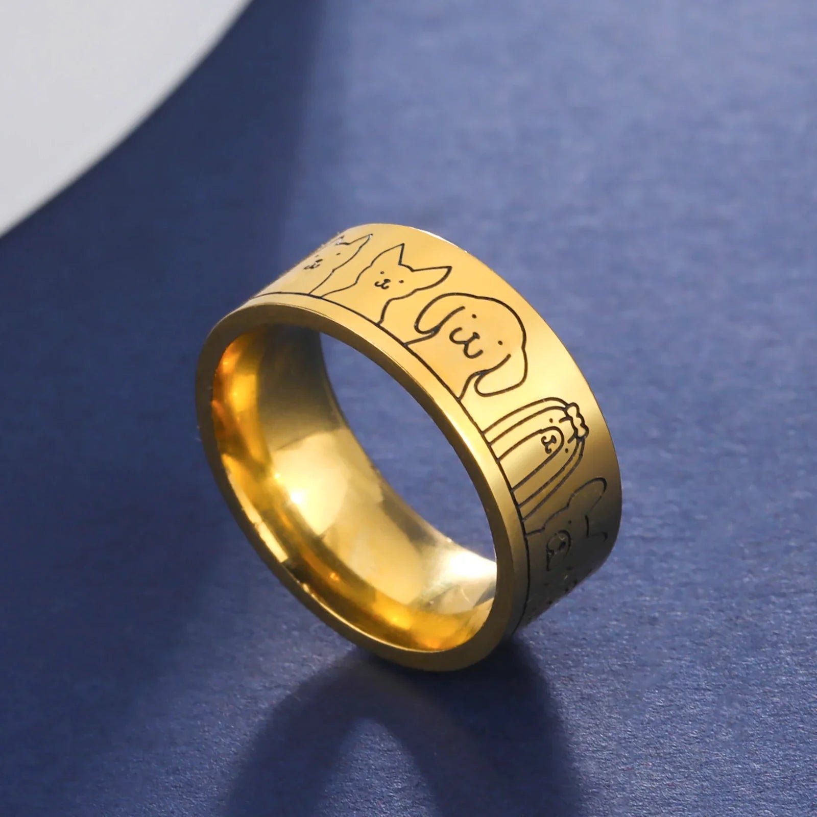 Loyal Companion Wide Band Paw Ring