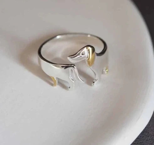 Sausage dog Adjustable Artisan Paw Ring
