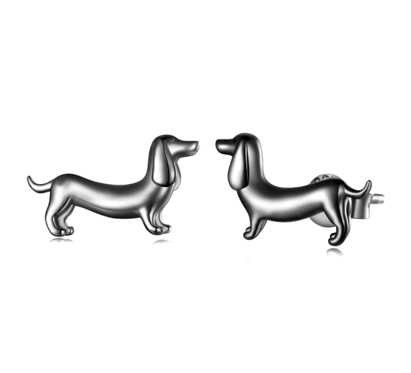 Dachshund Earrings in 925 Sterling Silver