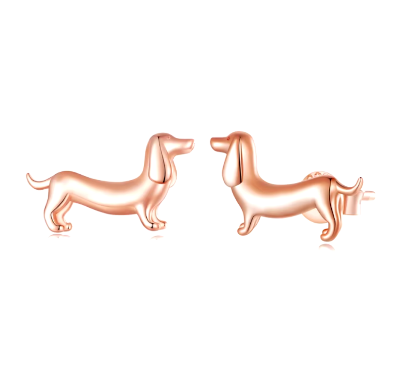 Dachshund Earrings in 925 Sterling Silver