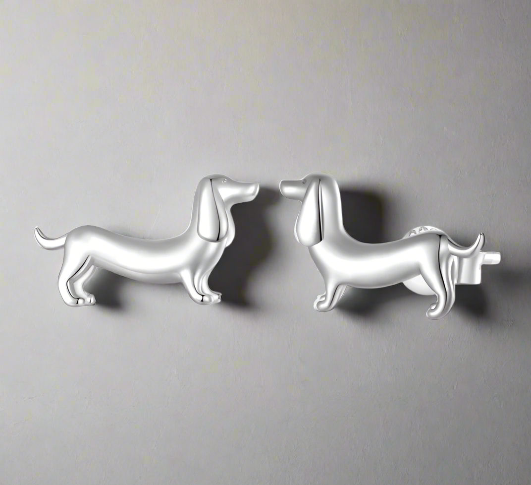 Dachshund Earrings in 925 Sterling Silver