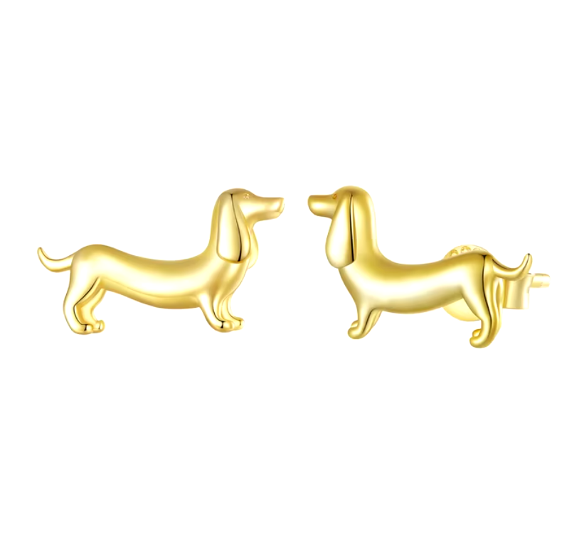 Dachshund Earrings in 925 Sterling Silver