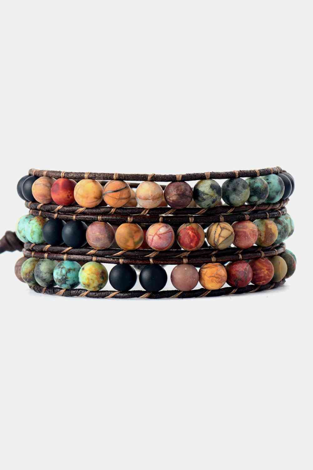 Agate & Pinewood Layered Bracelet