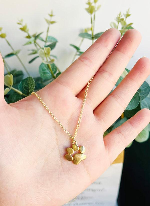 Golden Paw Pendant Necklace