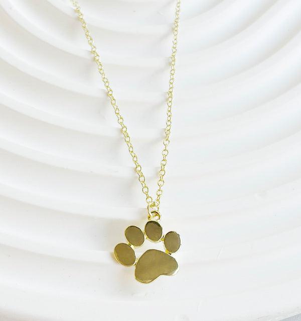 Golden Paw Pendant Necklace