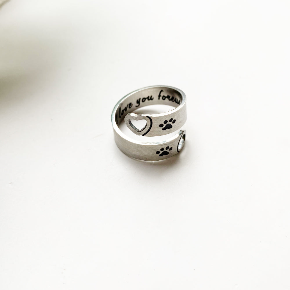 Adjustable Forever Love Paw Ring