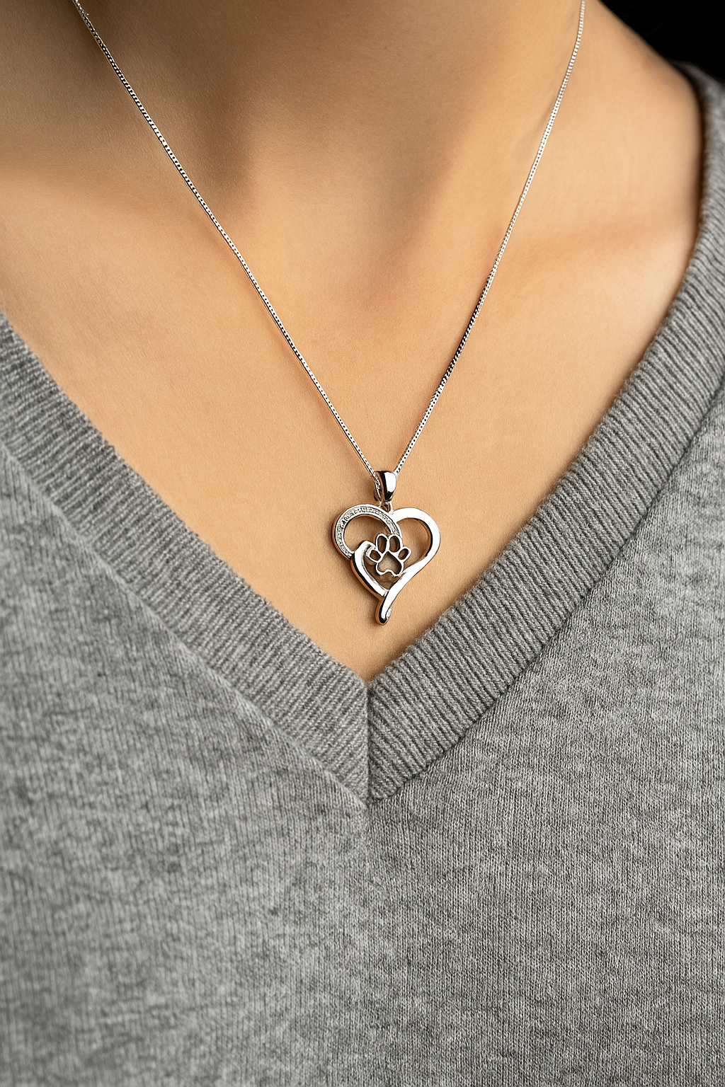 Infinity Heart Paw Pendant Necklace