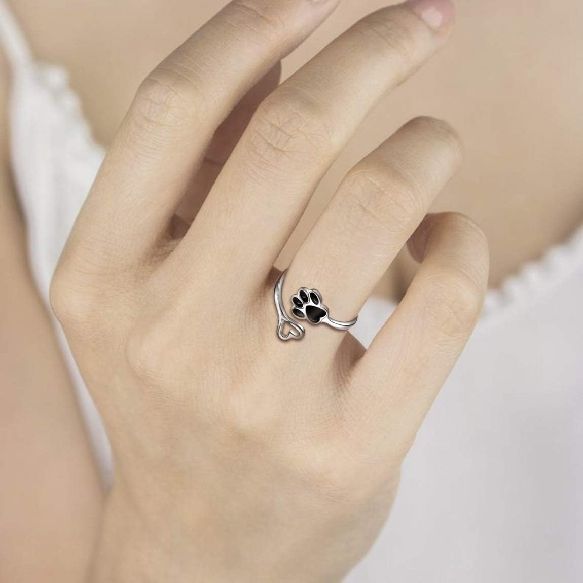 Heartfelt Pawprint Adjustable Ring