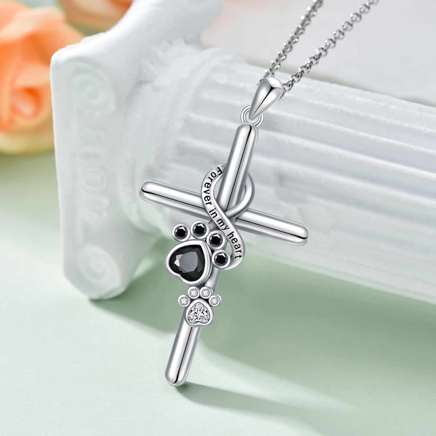 Cross Keepsake Paw Necklace