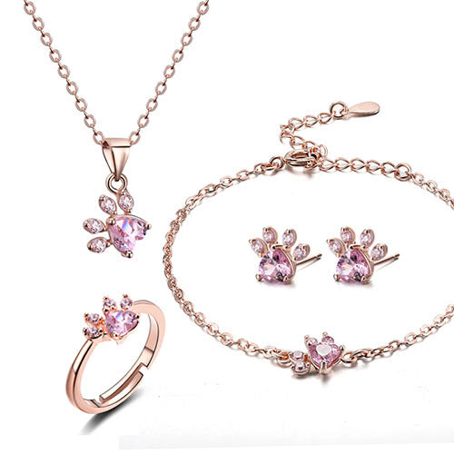 Pawprints of the Heart Zirconia Jewelry Set
