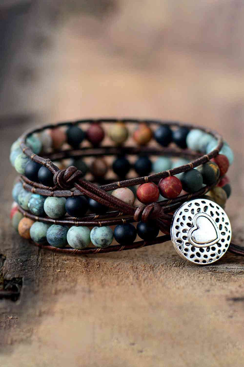 Agate & Pinewood Layered Bracelet