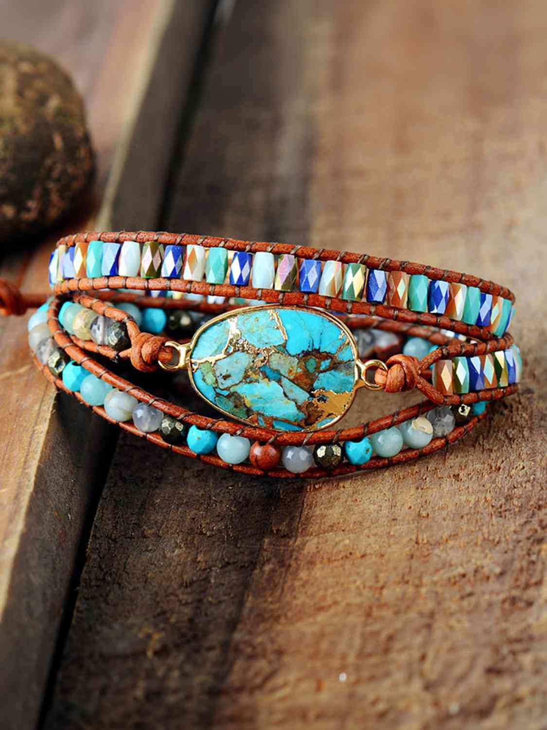 Triple-Strand Natural Stone Bracelet