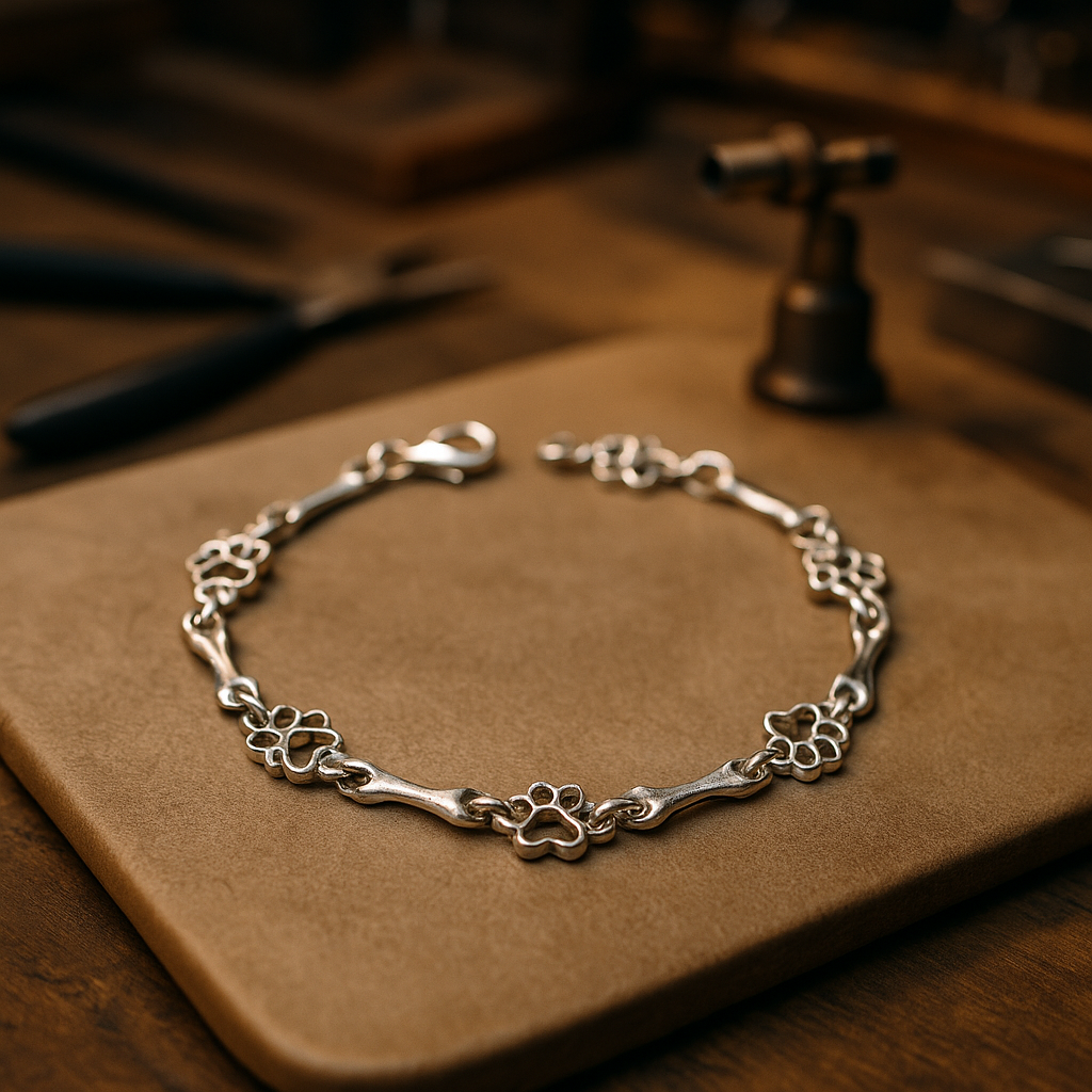 Dog Paw and Bone Charms Bracelet