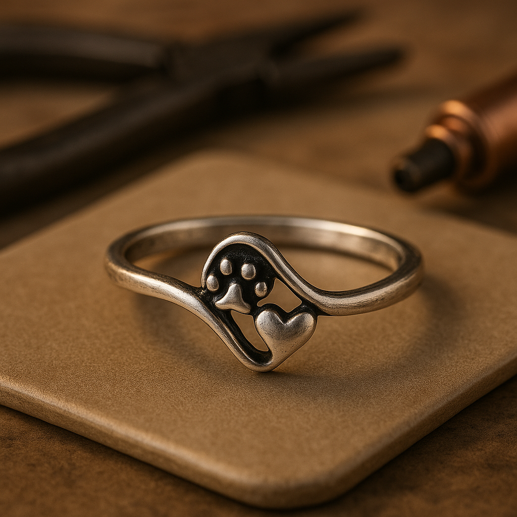 Paw & Heart Sterling Silver Ring