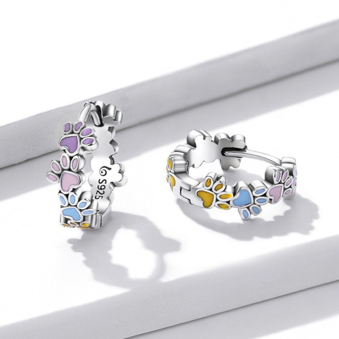 Whimsical Paw Hoop Earrings