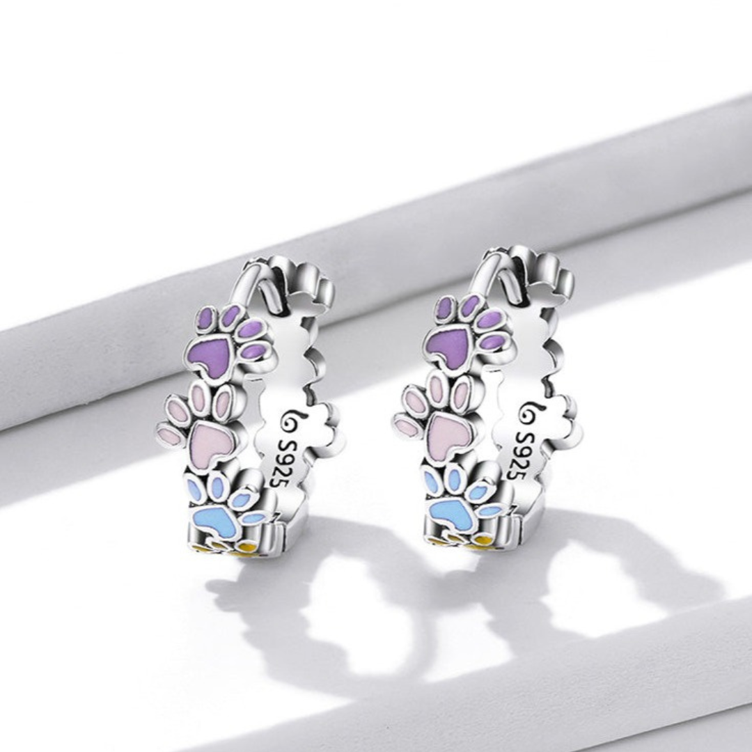 Whimsical Paw Hoop Earrings