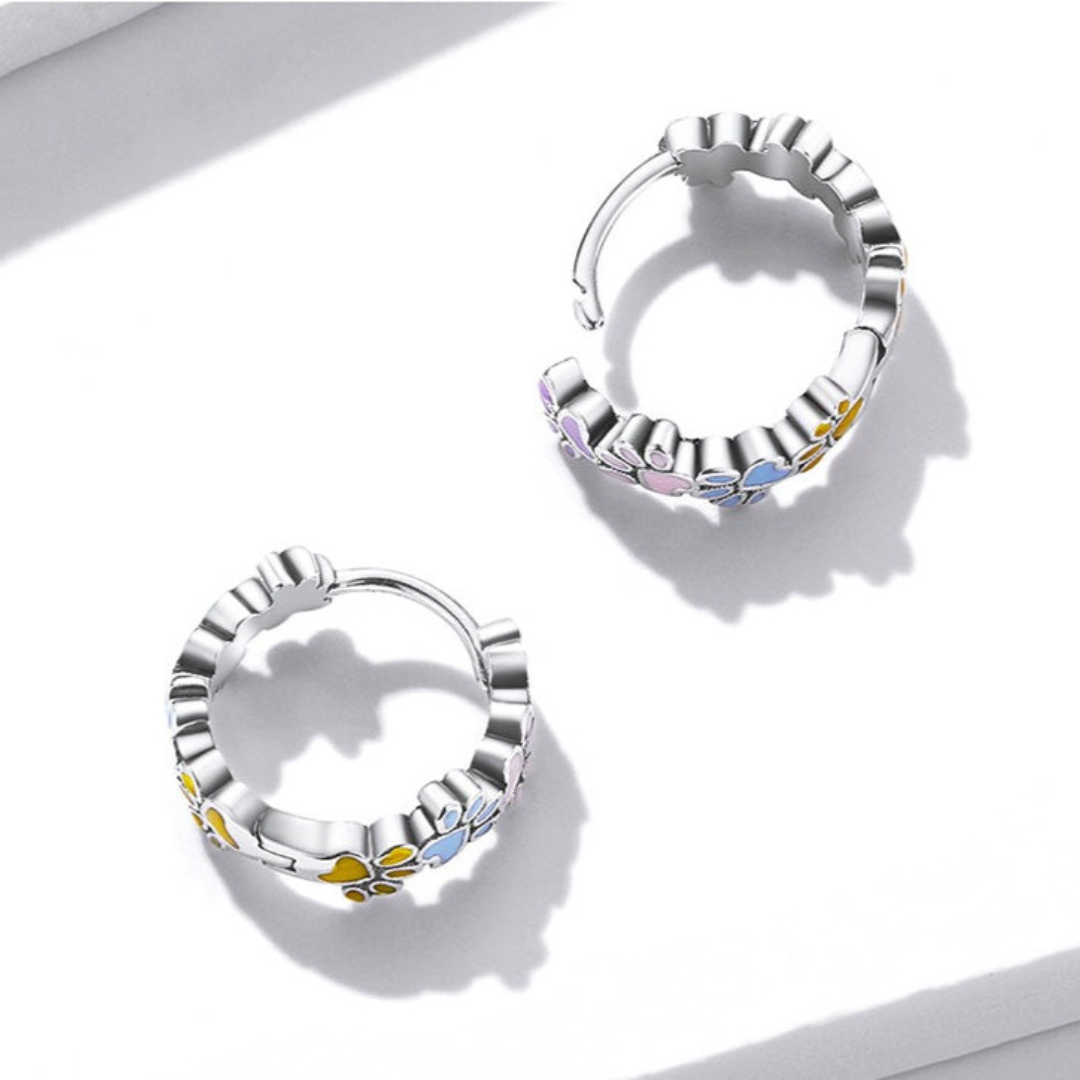 Whimsical Paw Hoop Earrings