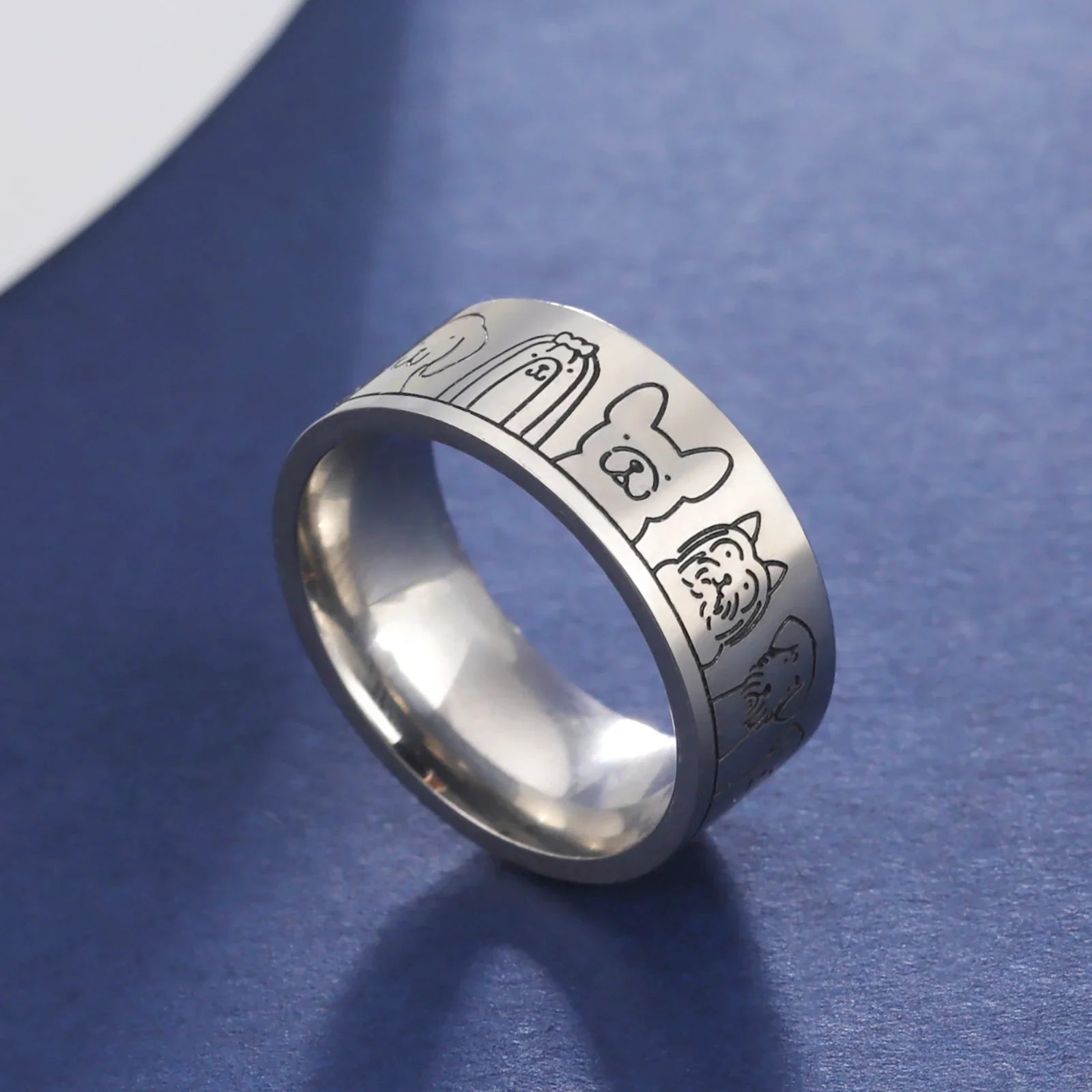 Loyal Companion Wide Band Paw Ring