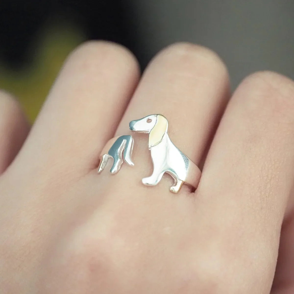 Sausage dog Adjustable Artisan Paw Ring