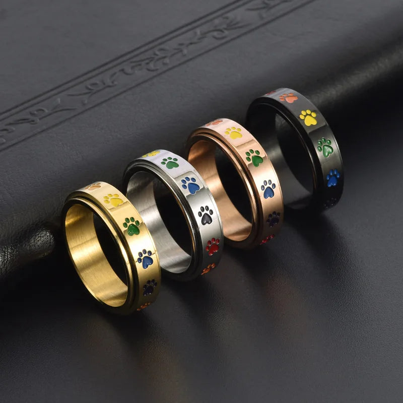 Paw Serenity Rainbow Ring