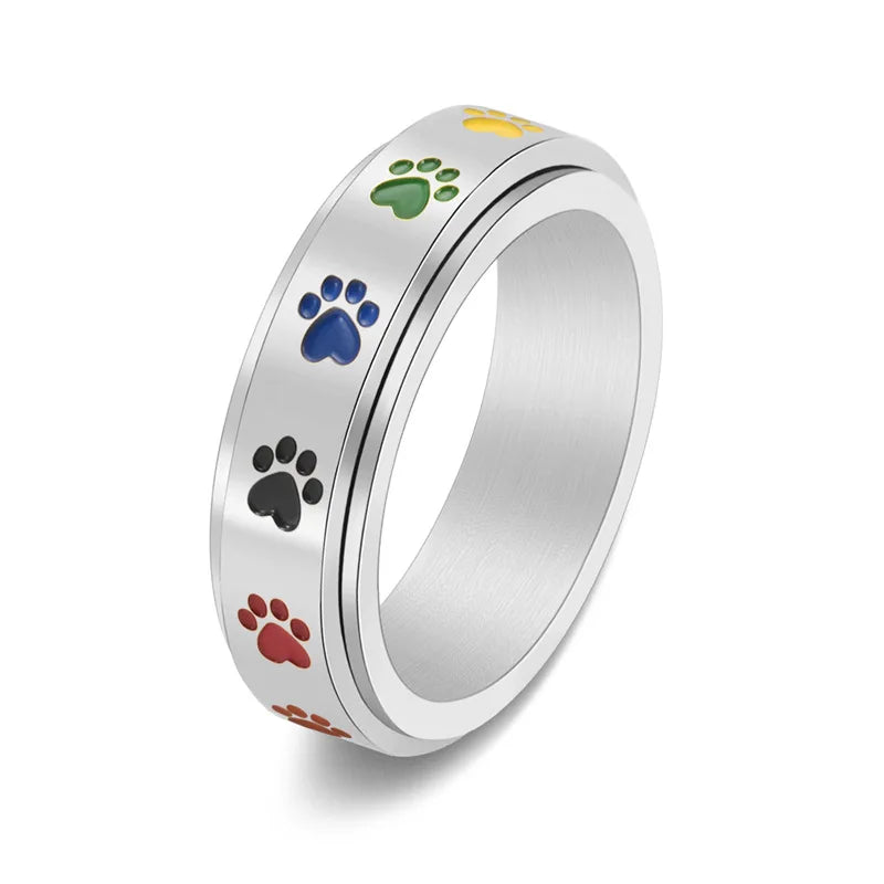 Paw Serenity Rainbow Ring