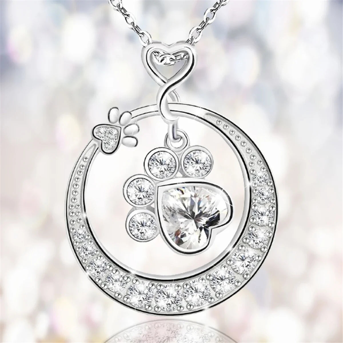 Forever Paw with Cubic Zirconia Necklace