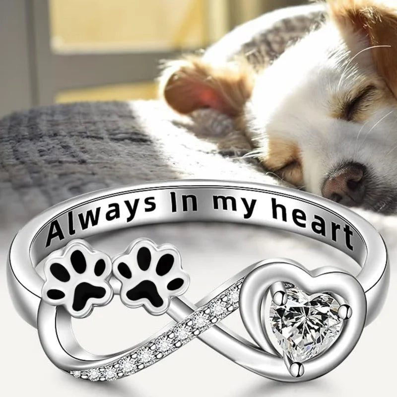 Infinity Paw Print Zirconia Ring