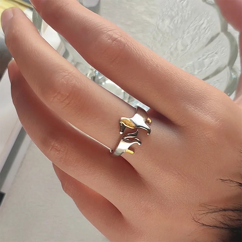Sausage dog Adjustable Artisan Paw Ring