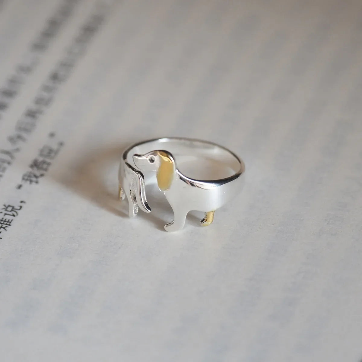 Sausage dog Adjustable Artisan Paw Ring
