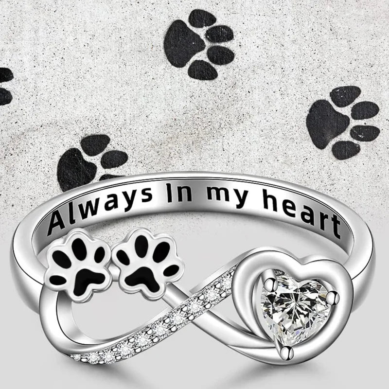 Infinity Paw Print Zirconia Ring