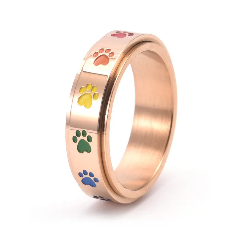 Paw Serenity Rainbow Ring