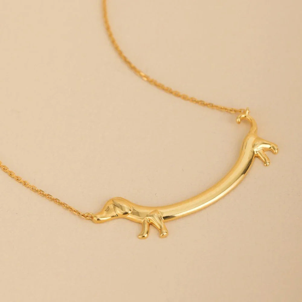Golden Sausage dog Paw Necklace