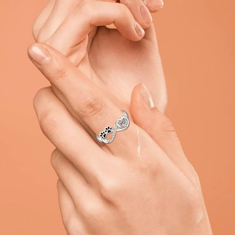 Infinity Paw Print Zirconia Ring