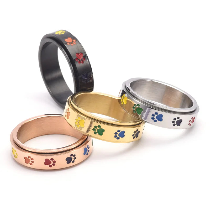 Paw Serenity Rainbow Ring