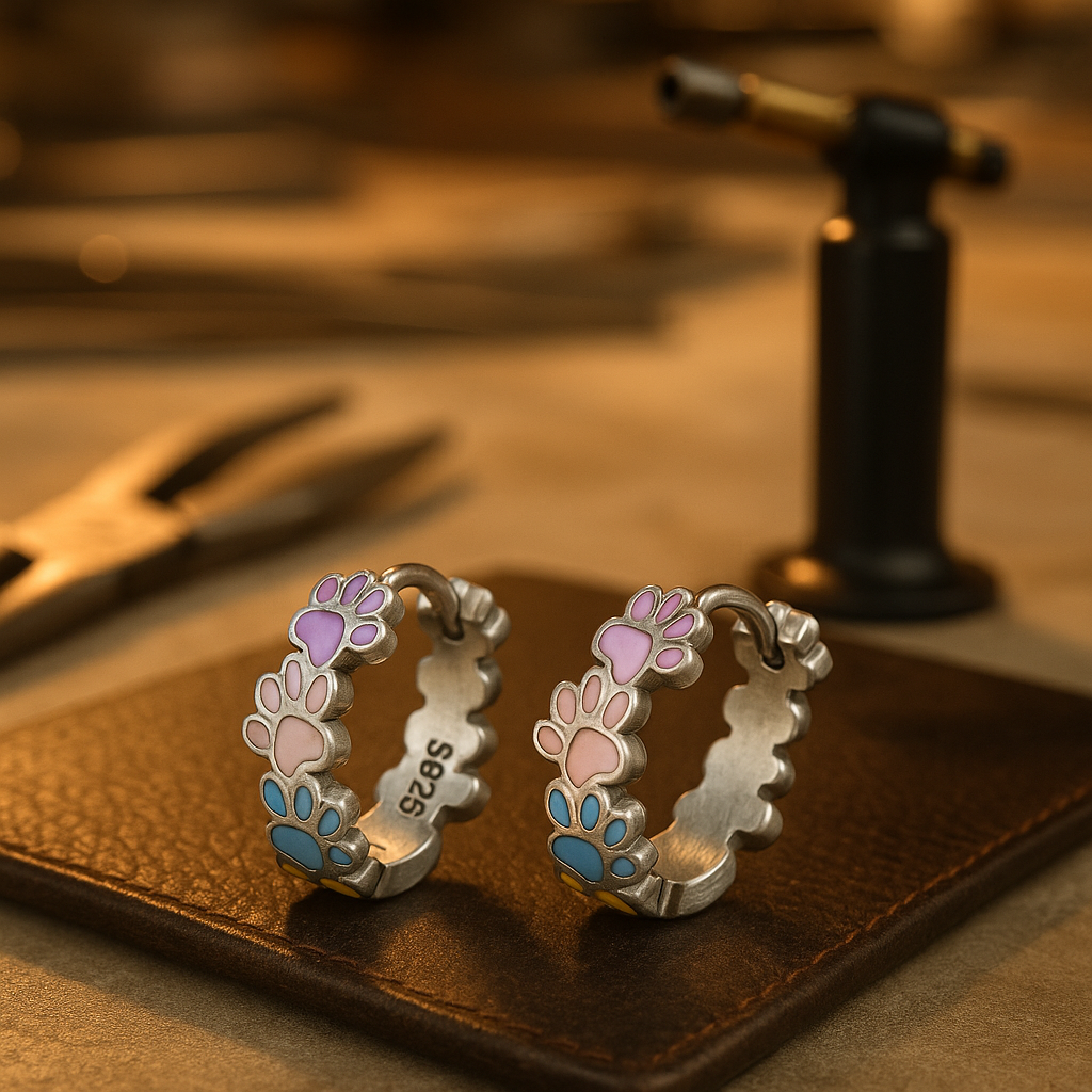 Whimsical Paw Hoop Earrings