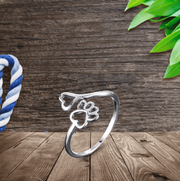 Adjustable Paw & Heart Ring