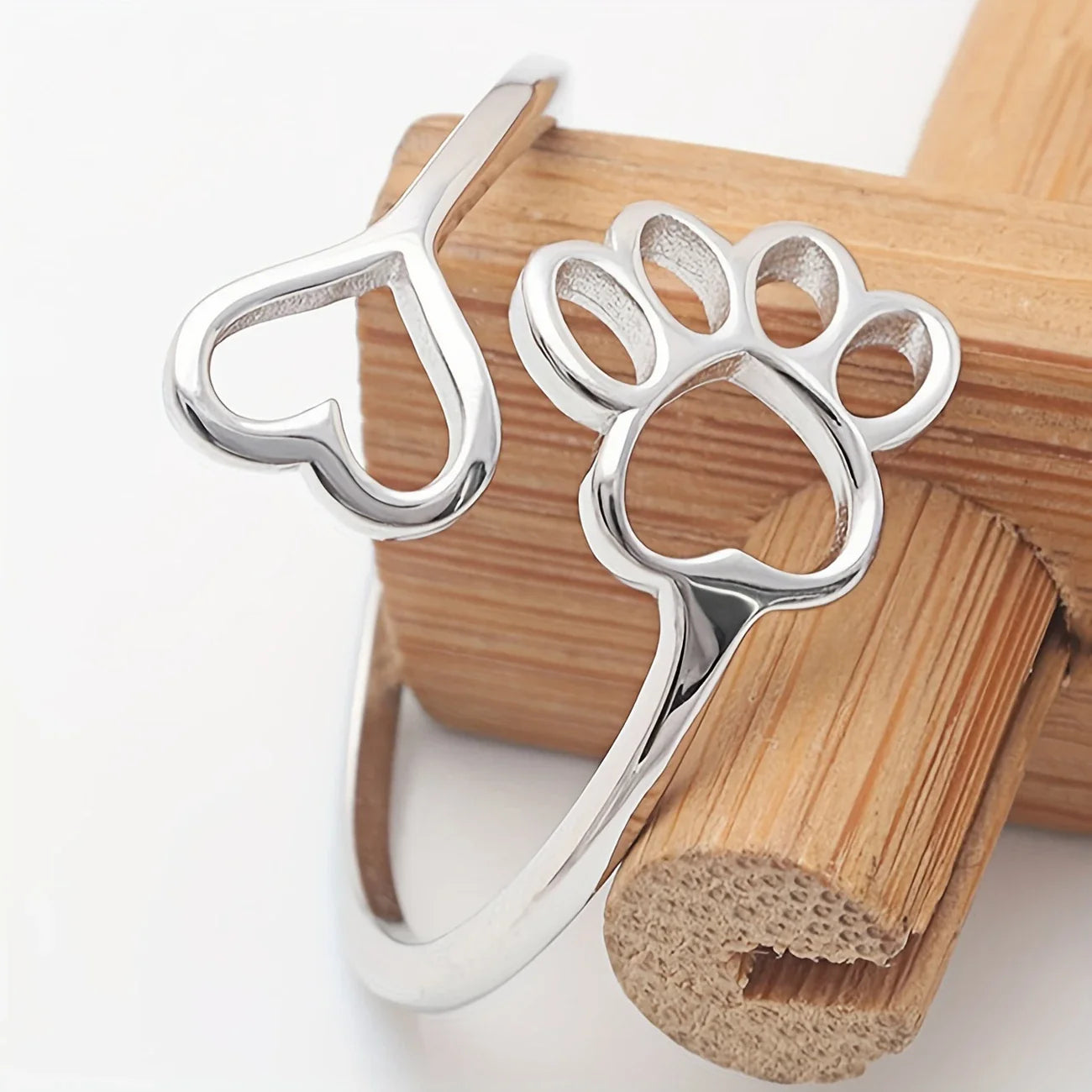 Heartfelt Pawprint Adjustable Ring