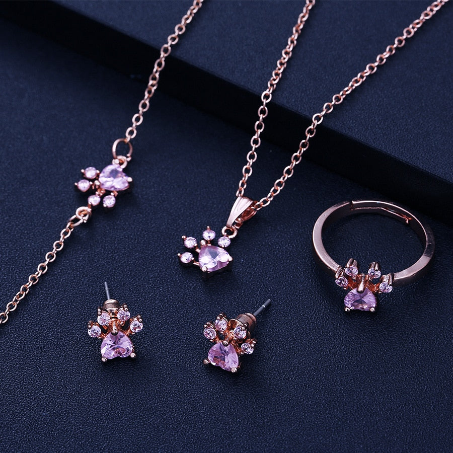 Pawprints of the Heart Zirconia Jewelry Set